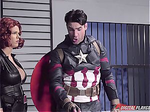 Captain America drowns dark-hued Widow in his superhero cum