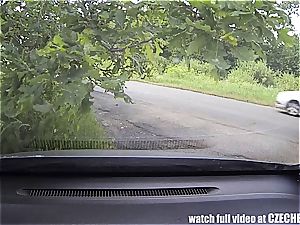 Czech super-bitch plumbed in the car