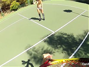 topless tennis with Dani Daniels and Cherie DeVille